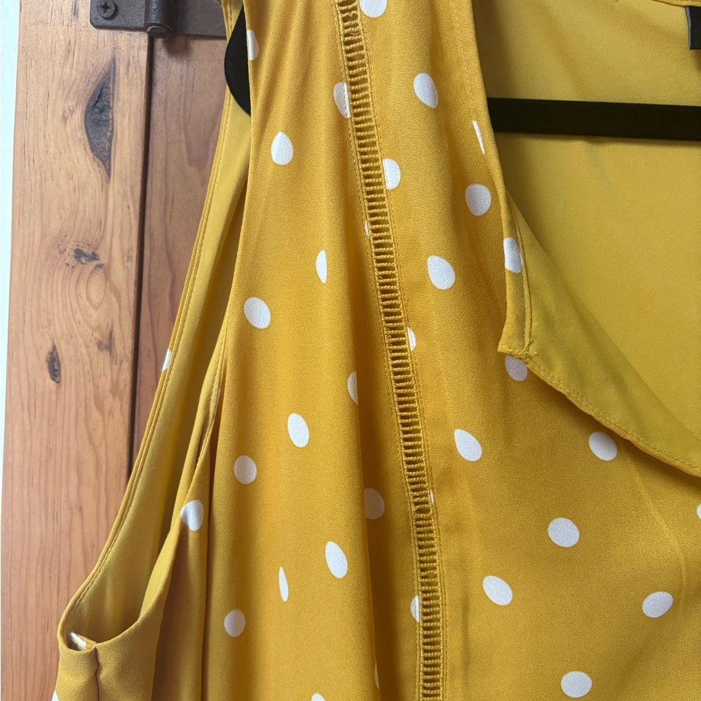 Lane Bryant Mustard Yellow Top with White Polka Dots Women's Size 26 Babydoll - Picture 6 of 9